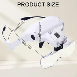 LED Head - Mounted Magnifier with Adjustable Lenses and Comfortable Headband (White)