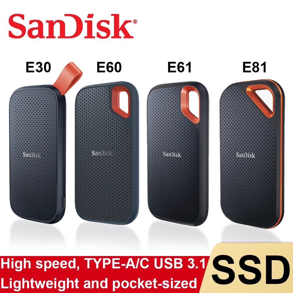 Sandisk-disque Ssd Portable Nvme, Ssd Externe Haute Vitesse, 500 Go, 1 To,  2 To, 4 To Pour Interface De Type A Et C, Usb 3.2, E30, E61, E81 - Externe  Disques Ssd - AliExpress