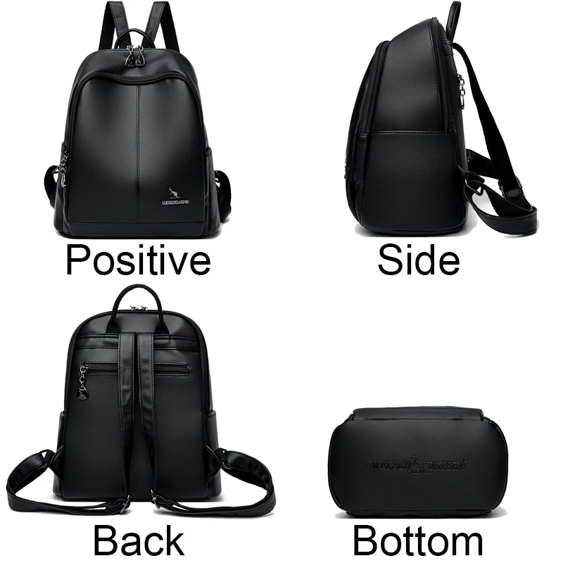 Women Soft Leather Backpack Luxury Designer Large Capacity Handbag - Main Image