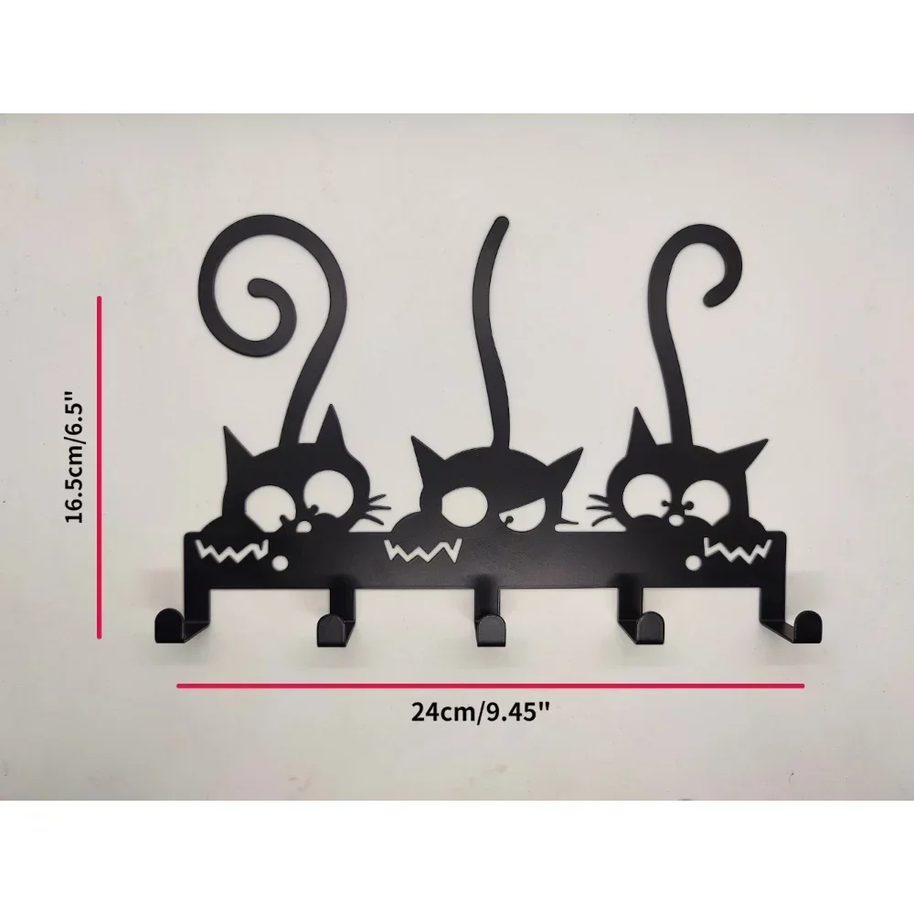 Wall Mounted Coat Rack Vintage Black Metal Key Holder Wall Hooks for Clothes & Hats Stylish Wall Hanger Elegant Artwork 5