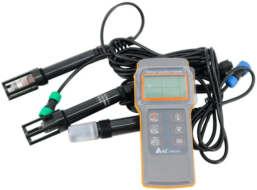 

AZ86031 Water Quality Meter Tester Dissolved Oxygen Tester Meter pH Meter Tester pH Conductivity Salinity Temperature Meter Test