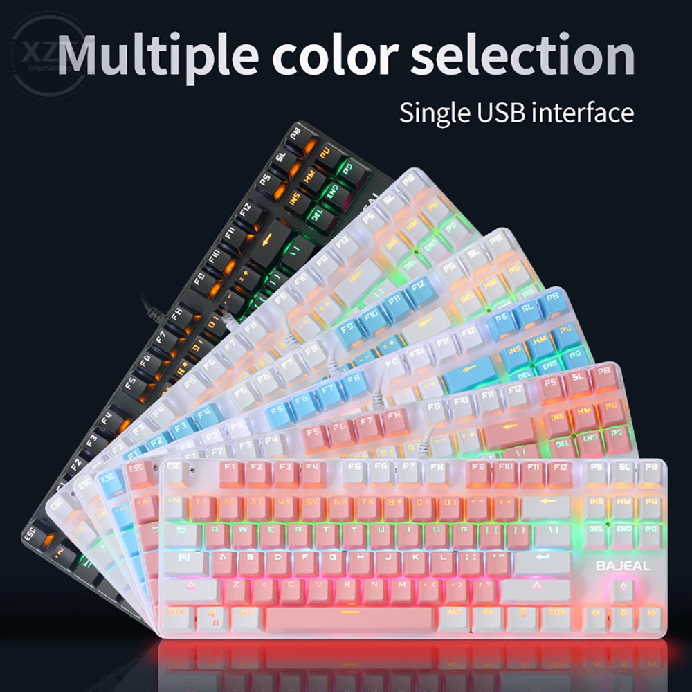 

K100 Green Axis Mechanical Keyboard 87-Key Keycap USB Wired Mechanical Two-Color Fashion Keyboard Gaming
