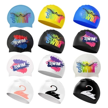 방수 탄성 수영 모자, 가볍고 편안한 수영 모자, 긴 짧은 머리용 실리콘 수영 모자