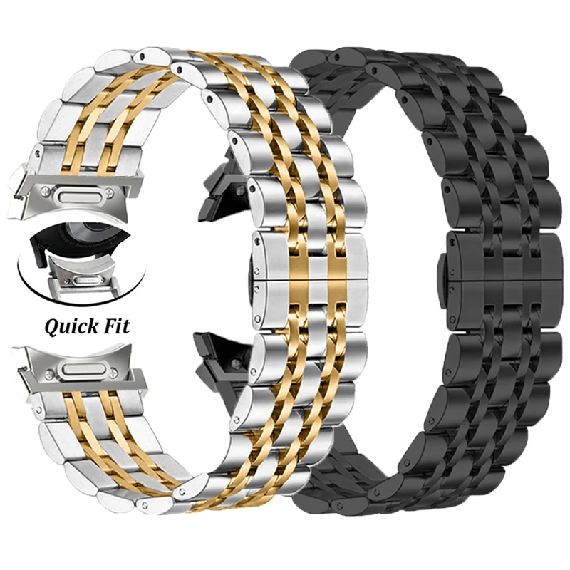 Sleek Stainless Steel Quick Fit Watch Strap - Premium Metal Bracelet Design