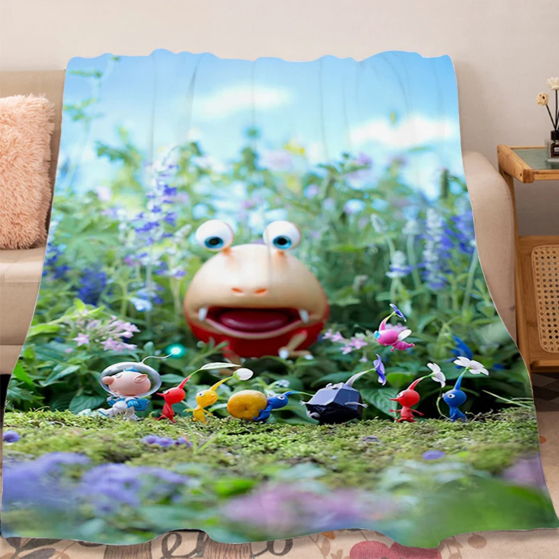 애니메이션 담요 A-Pikmins 소파 겨울 푹신하고 부드러운 담요, 극세사 침구, 따뜻한 무릎 침대, 플리스 캠핑 맞춤형 낮잠 홈 담요
