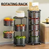 Stainless Steel 5 Layers Kitchen Bathroom Rotating Shelf Baskets Fruit Vegetable Storage Racks Floor Round Organizer with Wheels 1
