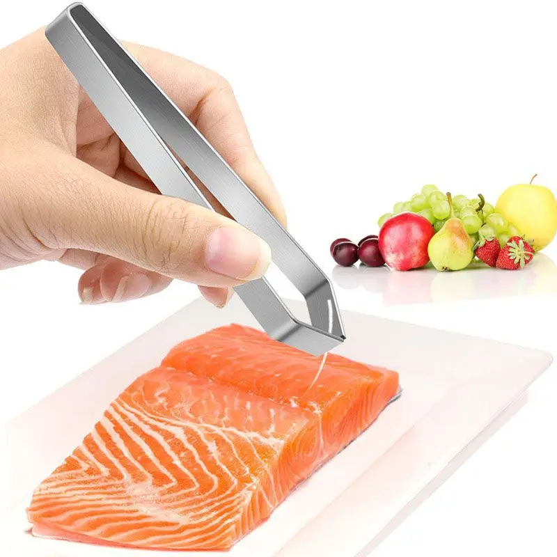 Stainless Steel Fish Bone Tweezers Pincer Kitchen Tools Clip Puller Remover Tongs Fish Bone Plucking Clamp Home Kitchen Gadgets