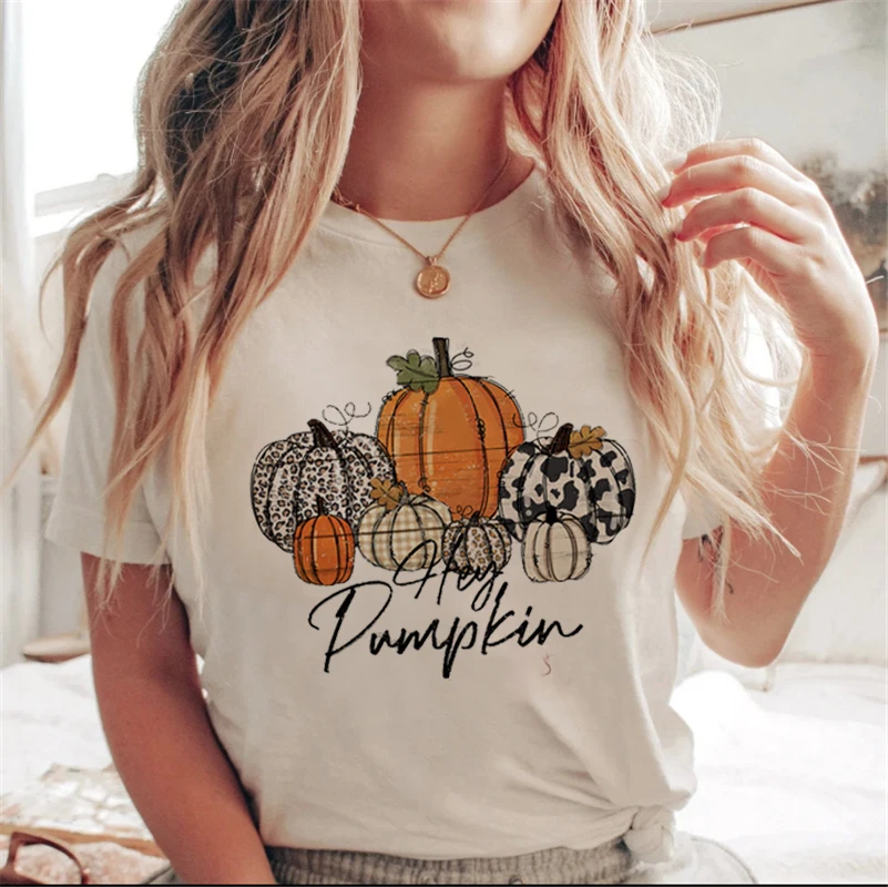 

Clothing Women's Halloween Casual Cartoon Short Sleeve Fashion Printing Fun Pumpkin Pattern T-shirt Top T-shirt Basic Fun T-shir