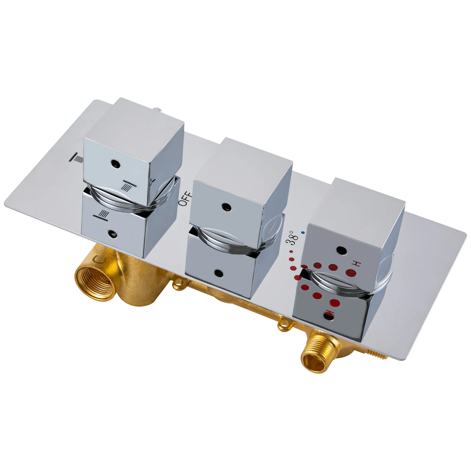 Description Picture 2 of itemBrass Concealed 3-Way Shower Diverter Thermostatic Mixer Faucet Mixing Valve