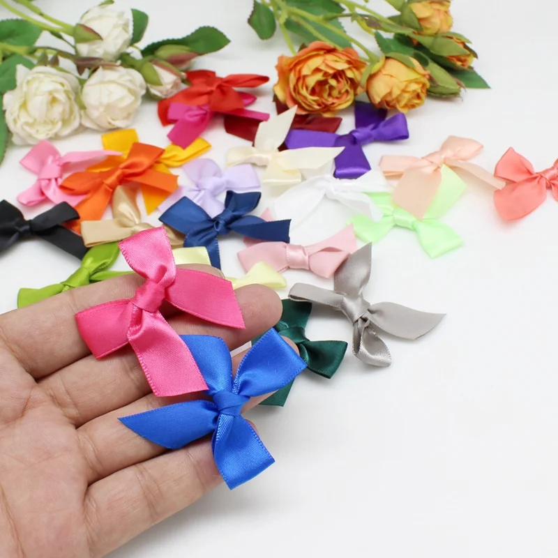 Ribbon Bow Decoration 50PCS 5*5CM Ribbon Bows Solid color Polyester Satin Ribbon Bow Flower for Crafts Handmade Decoration Handwork Party Supplies