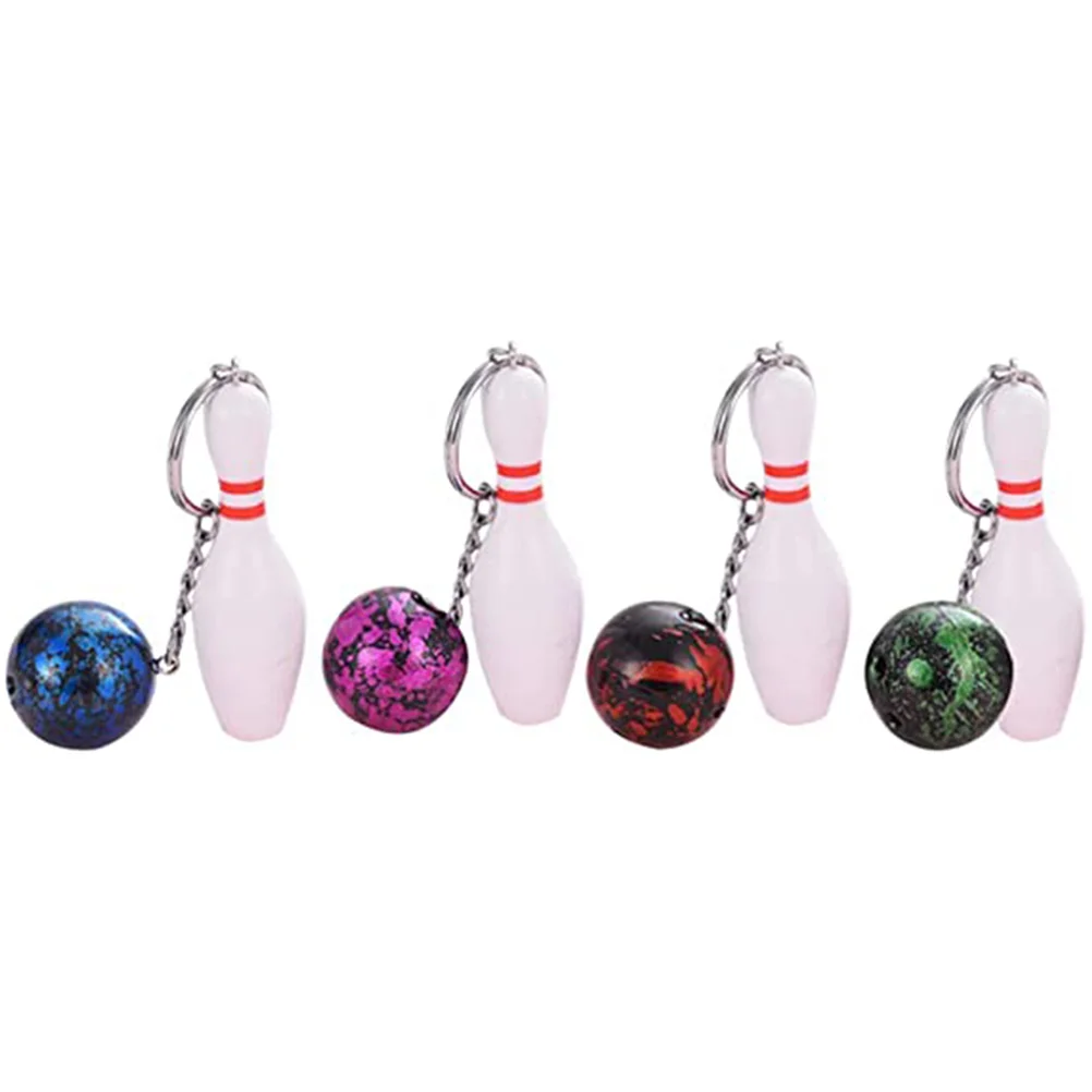 4 Pcs Bowling Keychain Mini Rings The Gift Football Themed Keychains Abs Design Sports Child Mens Gifts