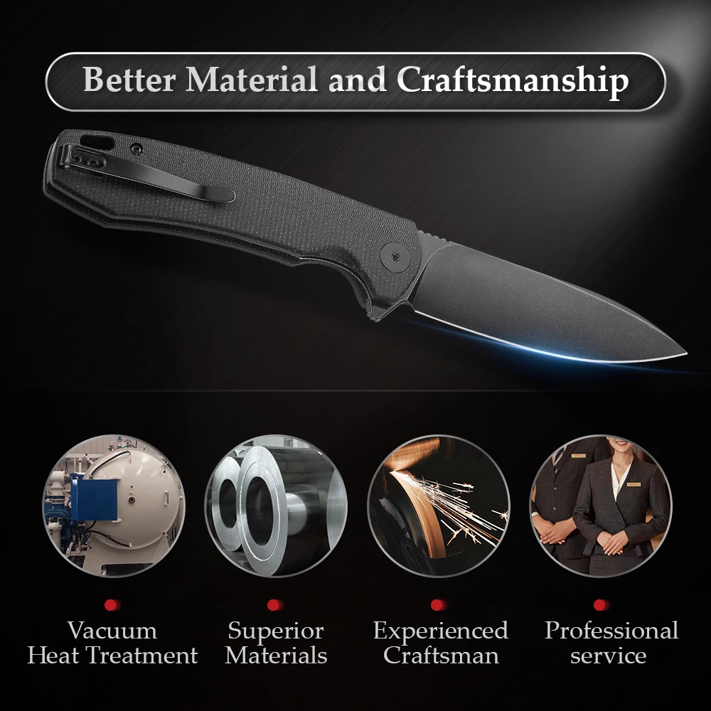 TRIVISA Folding Pocket Knife Men Sharp EDC Camping Knife Clip 3.74" 14C28N Steel Outdoor Tools Micarta Handle folding pocket knife