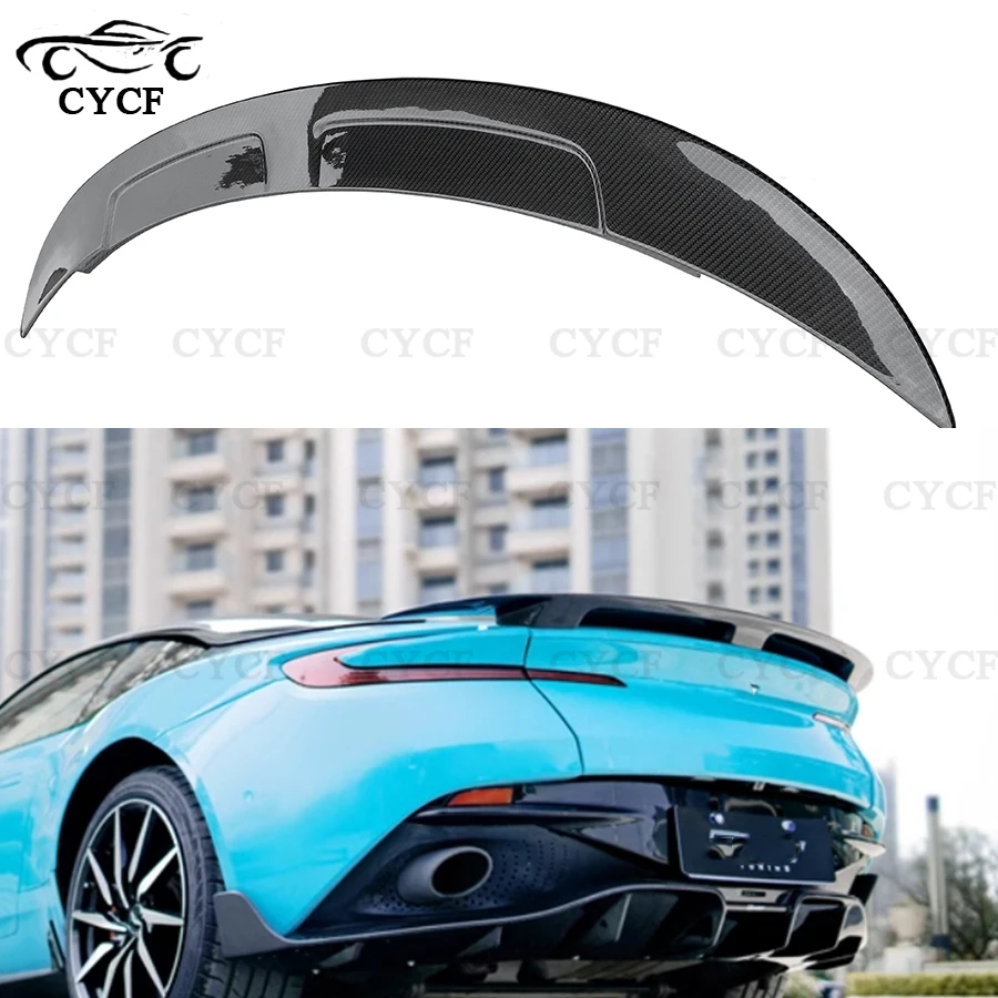 

High quality For Aston Martin Dry carbon fiber Tail fins ducktail rear spoiler wing racing trunk wing splitter Body Kit