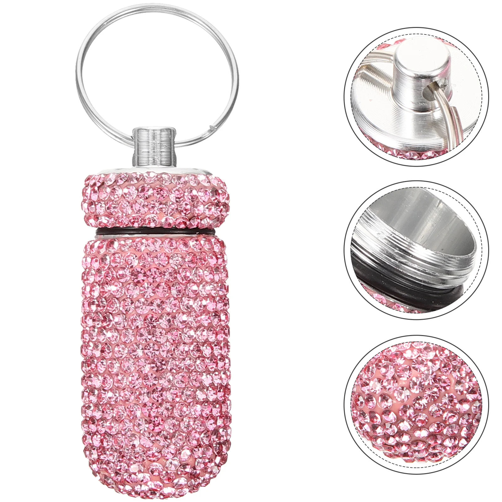 

Diamond Mini Pill Box Case Small Pills Bottle Outdoor Key Ring Aluminum Storage Novel Container Alloy Metal