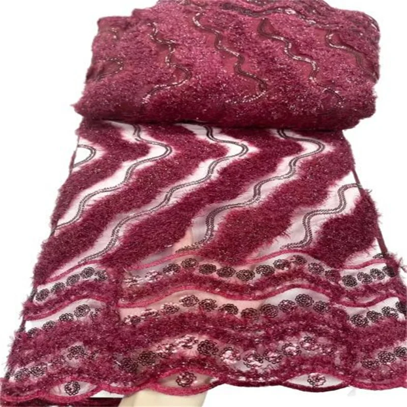 

Pink African Lace Fabric 5 Yards/piece High Quality Embroidered French Tulle Lace Fabric Nigerian Lace Fabric For Wedding Party