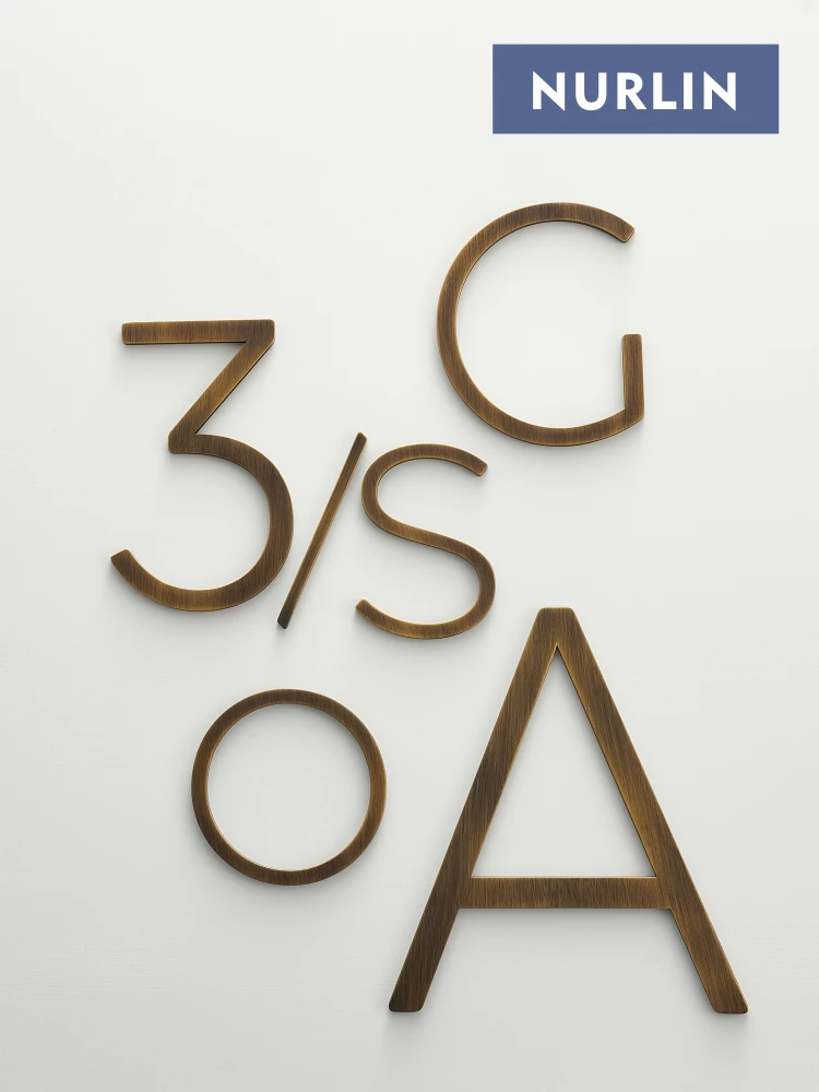 Nurlin Solid Brass Customizable Old Bronze Antique Brass House Office Company Park Number Letter Sign 3D Floating Signature Gift House Number Signs House Numbers Number Plate