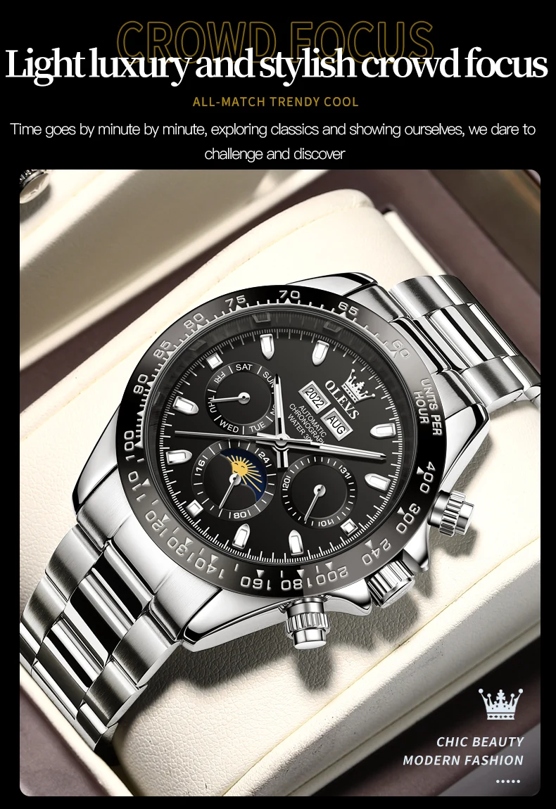 OLEVS 6654 Mechanical Automatic Multifunction Men's Watch description image 7