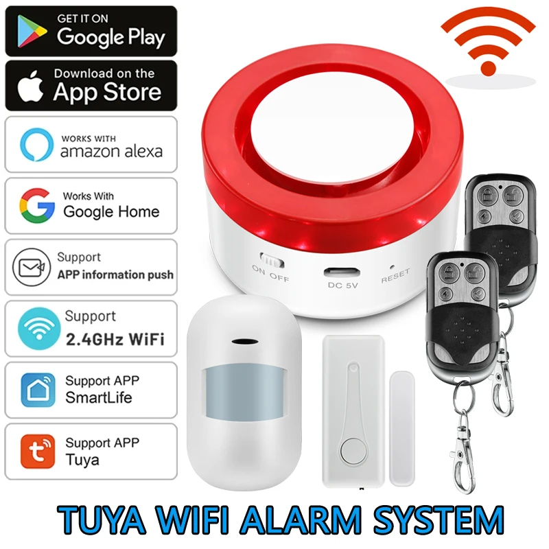 WiFi Tuya Home Alarm System 120DB Wireless WIFI Siren 433MHz Burglar Security Alarm Smart Life App Control Wireless Home