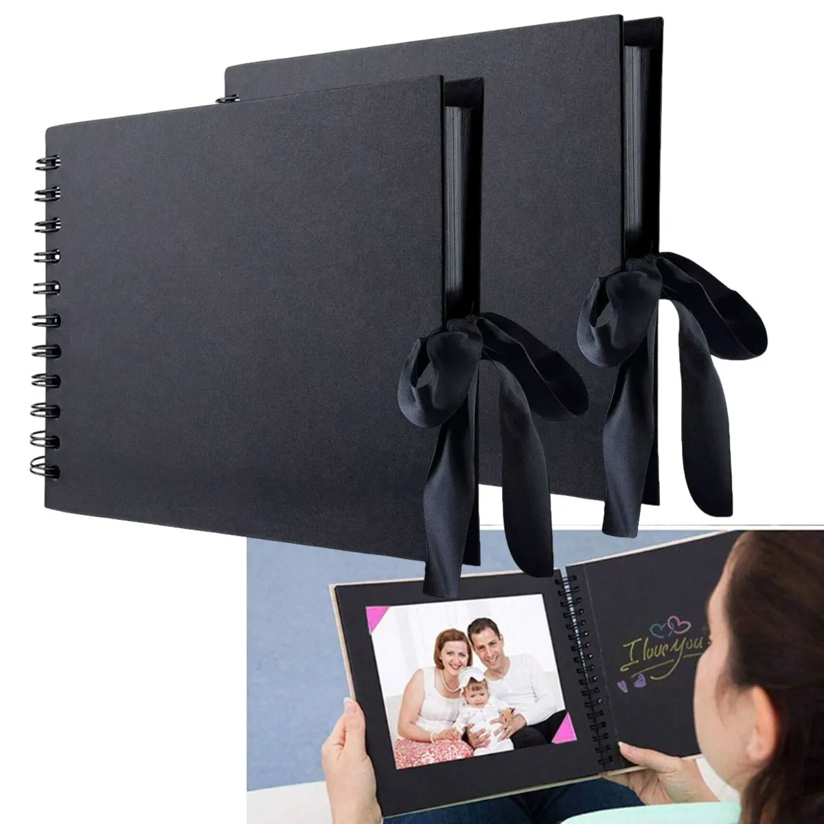1 album per scrapbooking in carta kraft da 60 pagine (30 fogli) – Nero, versatile album dei ricordi per libri degli ospiti di nozze, ZSY
