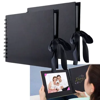 1 album per scrapbooking in carta kraft da 60 pagine (30 fogli) – Nero, versatile album dei ricordi per libri degli ospiti di nozze, ZSY