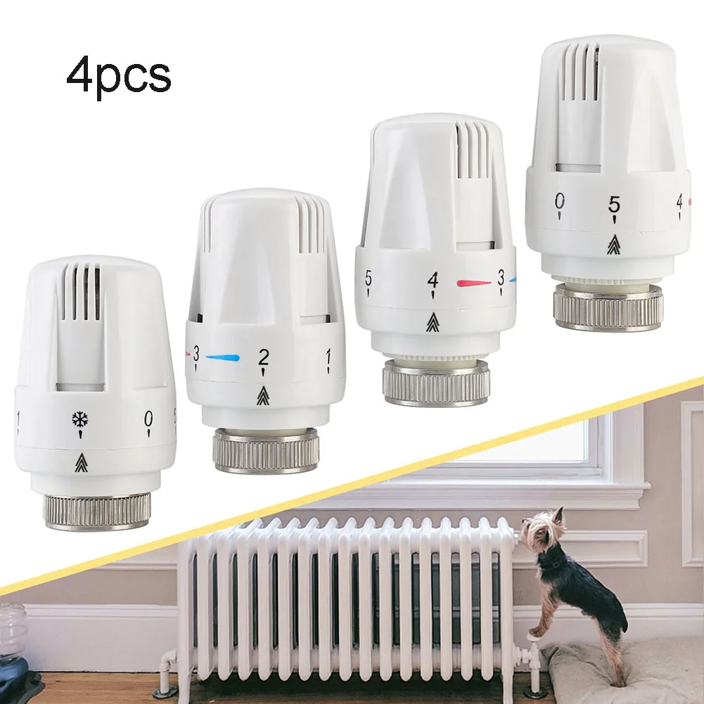 Thermostatic Valve Controller 4PCS Thermostatic Radiators M30x1.5 Heating Zero Valve 5-levels Temperature Controller Head For Household Control System Tools, thermostatic valve controller, temperature controller