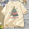 Book Tree Christmas T Shirt All Booked for Christmas T-shirt for Book Lover Librarian Teachers Tees Bookish Cotton Tshirt 1