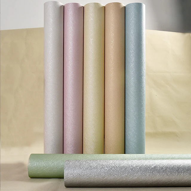 40 ซม.DIY ผ้าไหมกันน้ําวอลล์เปเปอร์ห้องนอนห้องนั่งเล่นพื้นหลังสติ๊กเกอร์ติดผนังโมเดิร์นสีทึบ Self-กาววอลล์เปเปอร์บ้าน ﻿ 1