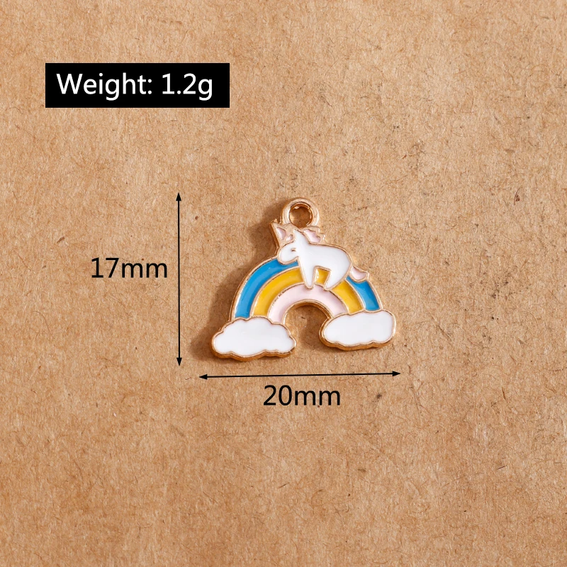 10 teile/los Emaille Wolke Regenbogen Charms niedlichen Einhorn Charms Anhänger für die Herstellung von Halskette Ohrringe DIY Schmuck Zubehör – Detail 19
