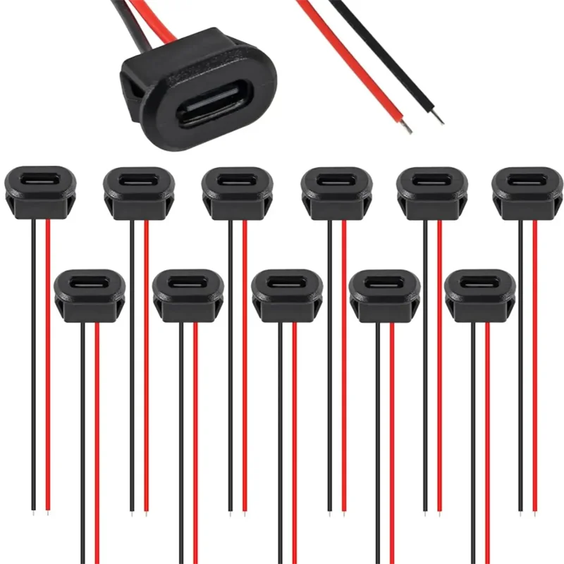 10 Uds. Conector USB tipo C hembra de 2 pines tipo C con enchufe hembra conector de carga rápida puerto de carga enchufe de cargador USB-C
