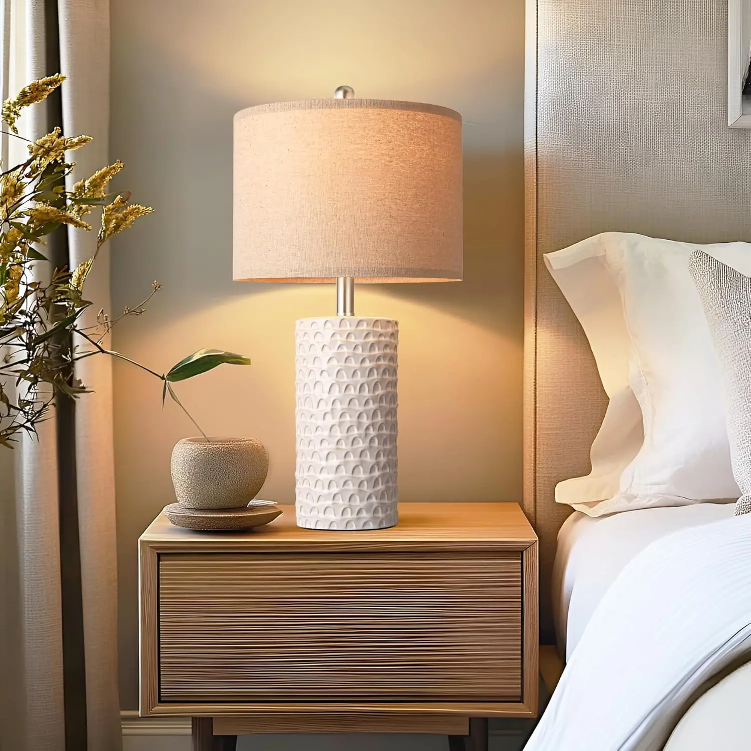 Close-up of ceramic lamp base texture