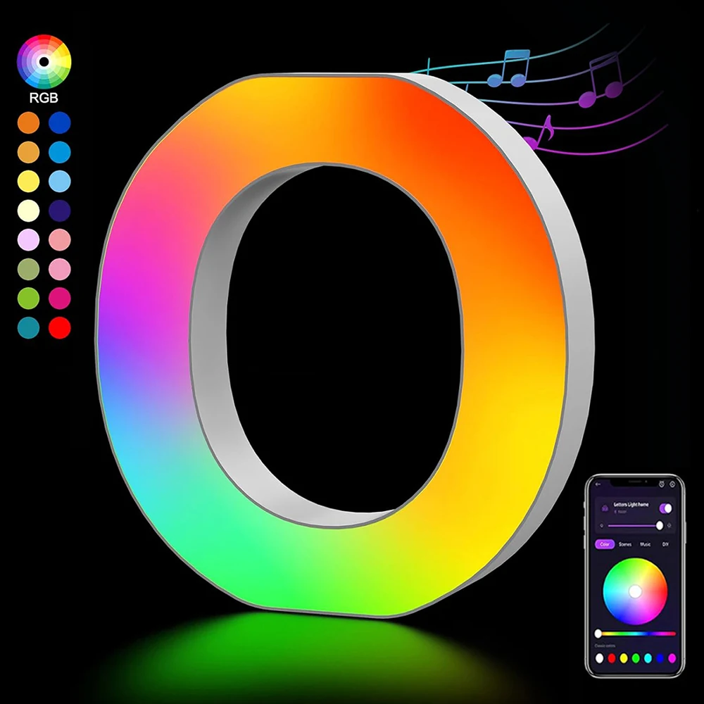 Customizable Smart LED Alphabet Night Lights - USB Powered Decorative Lamps with App-Controlled RGBW Colors and Music Sync
