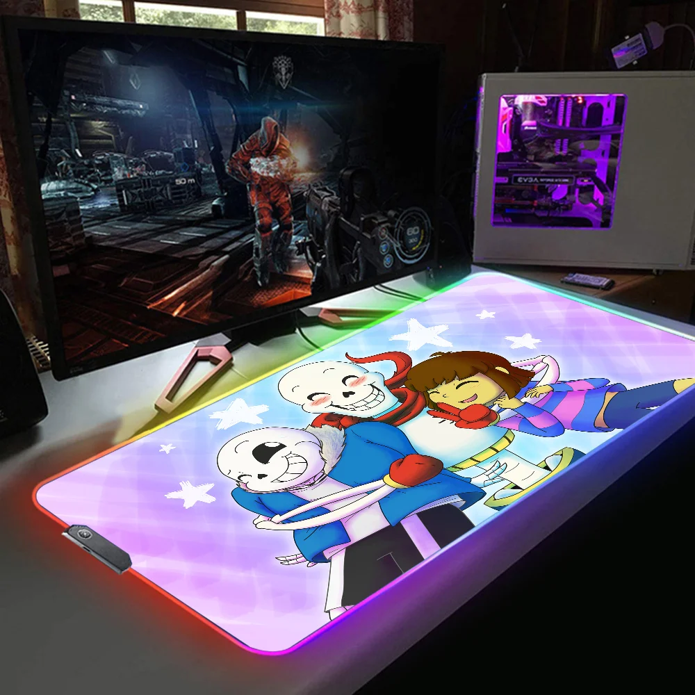 

Undertale Mouse Carpet RGB Pad Pc Gamer Complete Desk Mat Led Extended for Computer Gaming Setup Accessories Backlit Keyboard