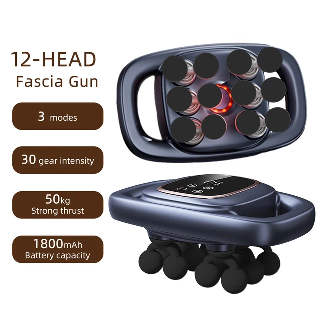 12-Head Fascia Gun High-Frequency Vibration Body Massage Gun Back and Waist Massager Massager Neck Shoulder Massager masajeador