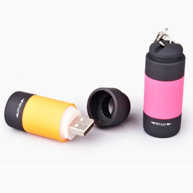 LED Micro Pocket Flashlight Portable USB Rechargeable Keychain Flashlight Waterproof Home Outdoor Hiking Camping Flashlight