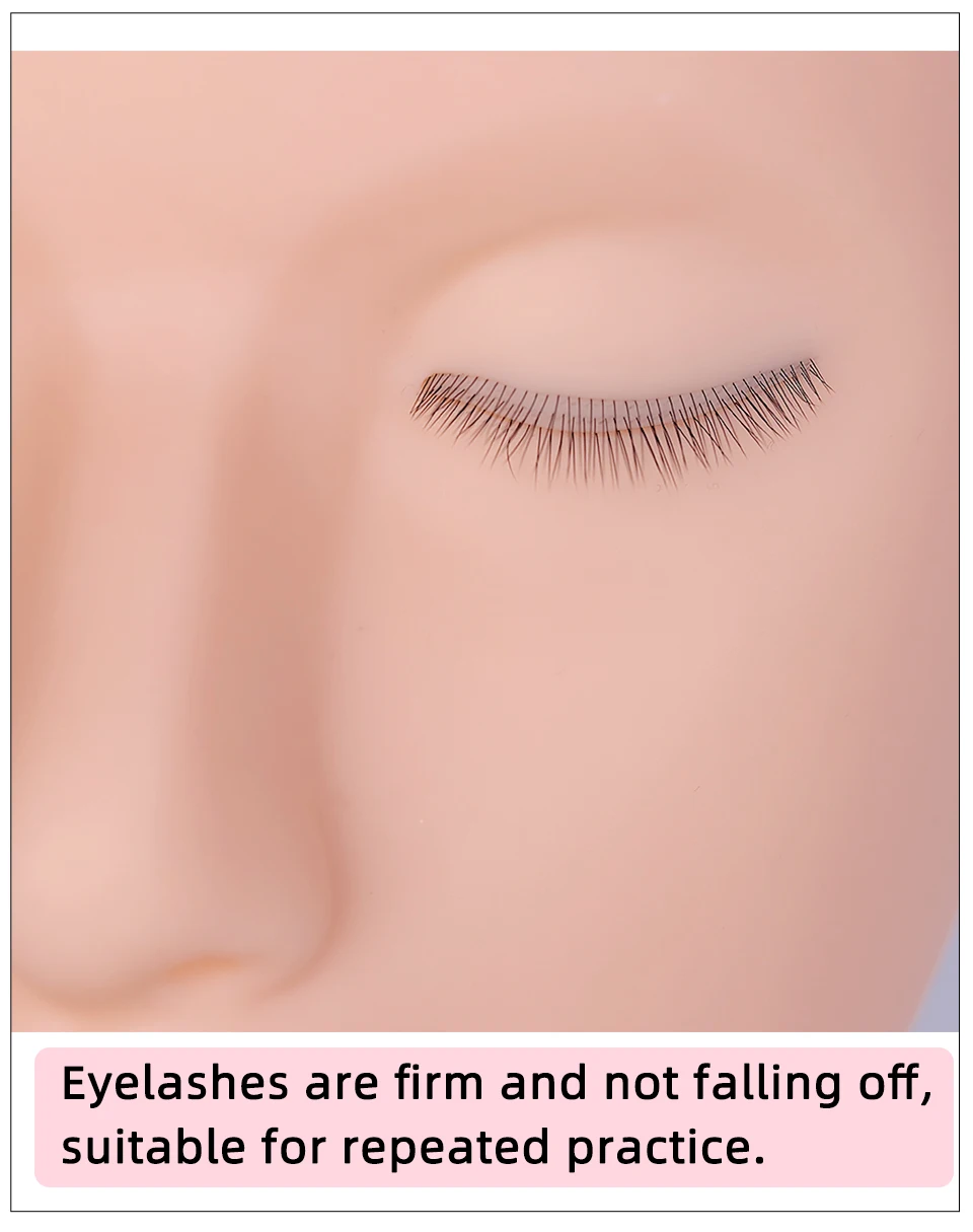 Description Picture 6 of itemFalse Eyelash Extension Practice Face Head Accessories Lash Artist Training Set Lashes Salon 3 Layers Lash Mannequin Doll Head