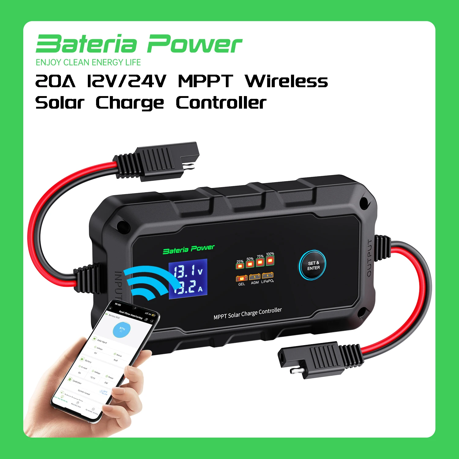 20A-12V-24V-MPPT-Wireless-Solar-Charge-Controller-Bateria-Power ...