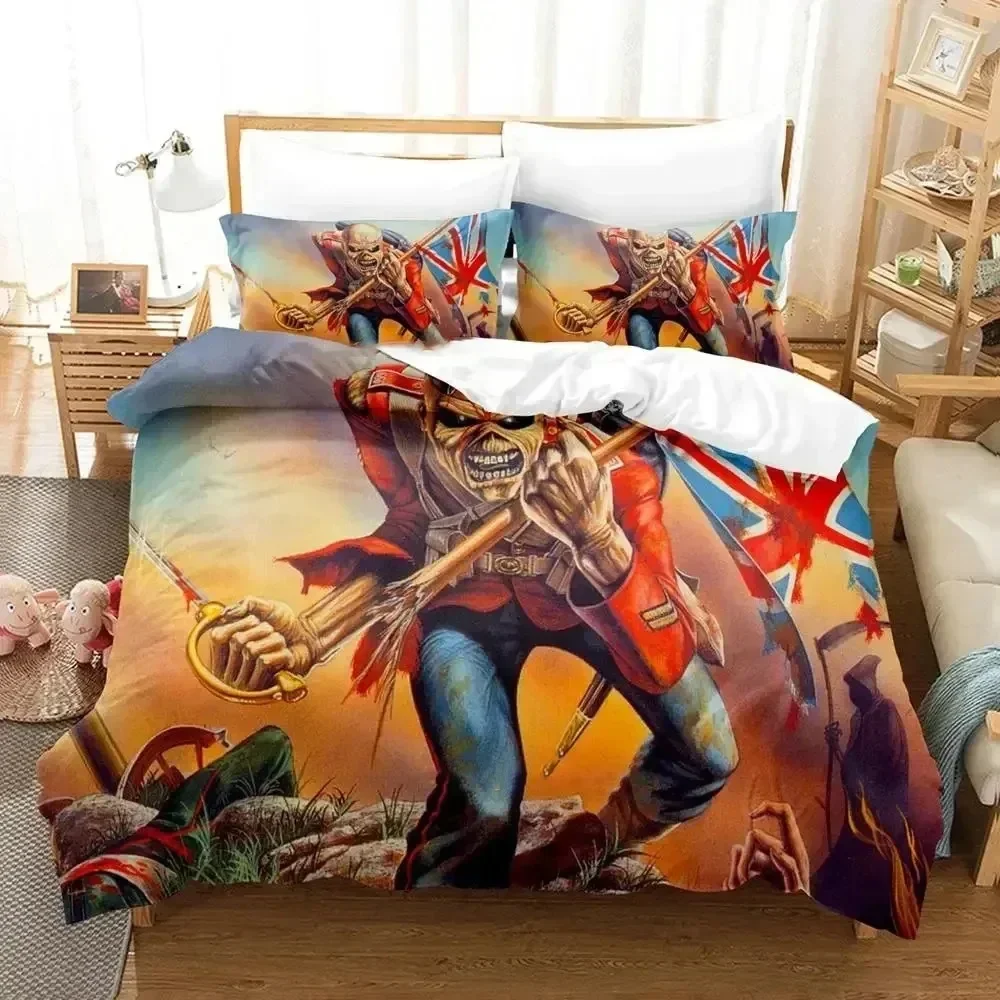 3D Iron Heavy Metal Maidens Bedding Set Polyester Quilt Cover Pillowcase Comforter King Queen Size Boys Adult Duvet Cover Set 2