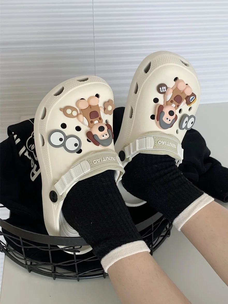 Dog DIY EVA Hole Sandals Women Garden Shoes Men And Women Summer Couples Wearing Fashion Beach Slippers Home Slippers