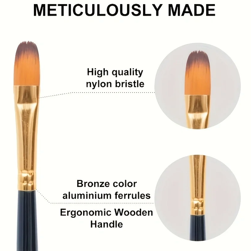 12pcs Professional Artist Painting Brush Oil Painting Watercolor Set For Oil, Acrylic, Canvas, Gouache,Includes Fine Detail Pain 3