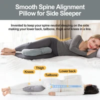 Oreiller pour dormeurs latéraux, oreiller de soutien pour les maux de hanches et de dos, peluche, ceinture de liaison et lavable en Machine 4