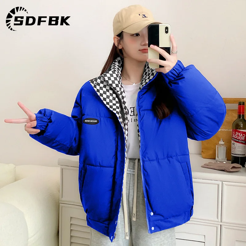 Down jacket Women Winter 2022 Zipper Loose Padded  Zipper Solid Parkas Thick Warm Puffer Hooded Coat Oversized Female Outwear