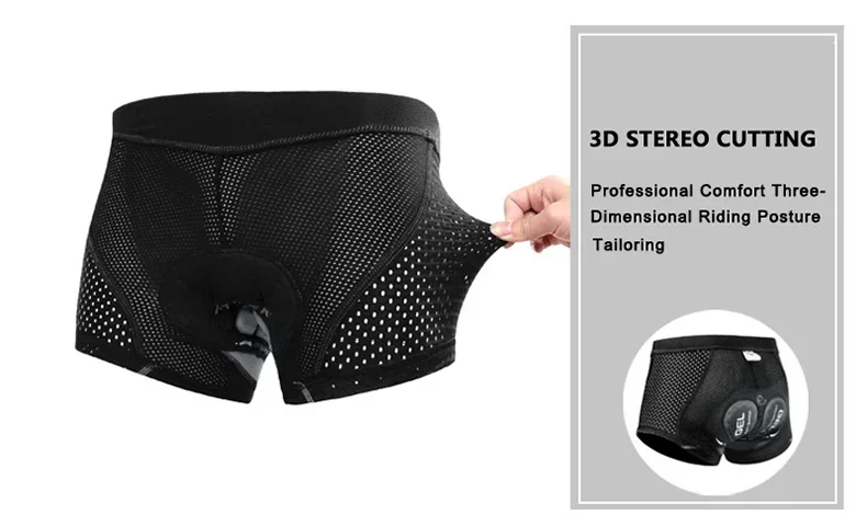 X-TIGER Fahrradshorts mit 5D-Gel-Pads, atmungsaktive Mesh-Radunterwäsche, stoßfeste MTB-Boxer-Bike-Shorts – Detail 8
