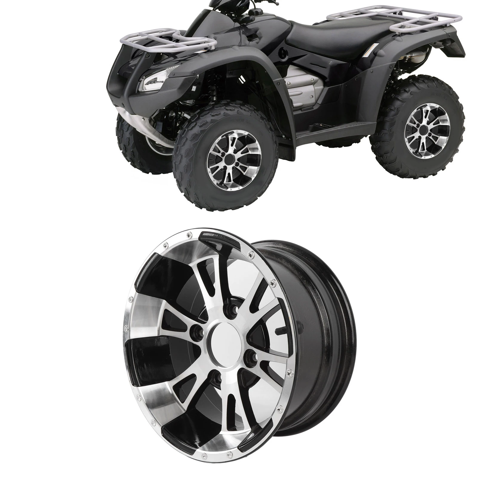 12 Inch ATV Wheel Rim Strong Load Capacity 25X8-12 Wheel Rim High Strength Aluminum Alloy Rustproof Long Lasting for  Cart