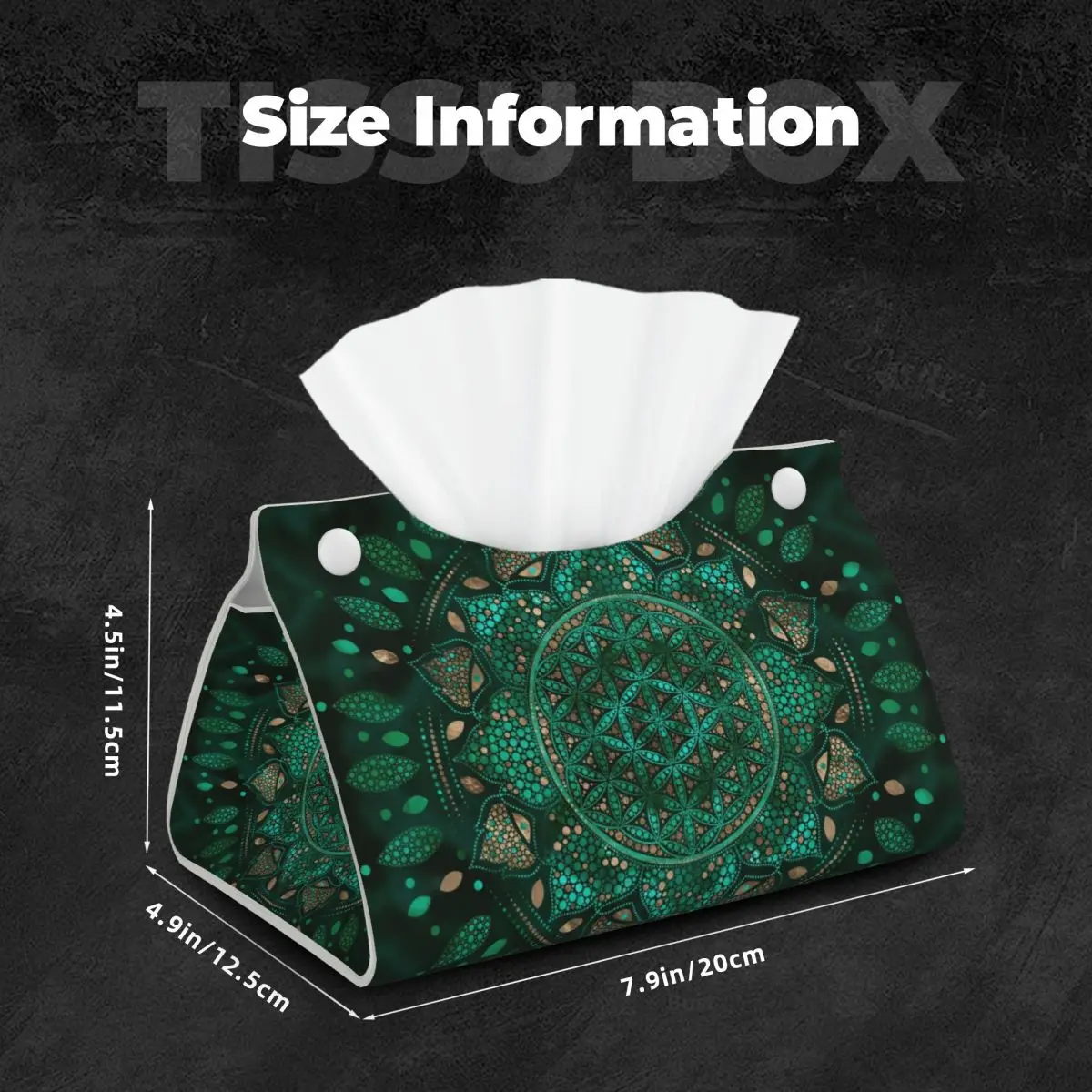 Custom Flower Of Life Dot Art Facial Tissue Box Cover Rectangular Mandala Geometric Pattern PU Leather Tissue Box Holder for Car 5