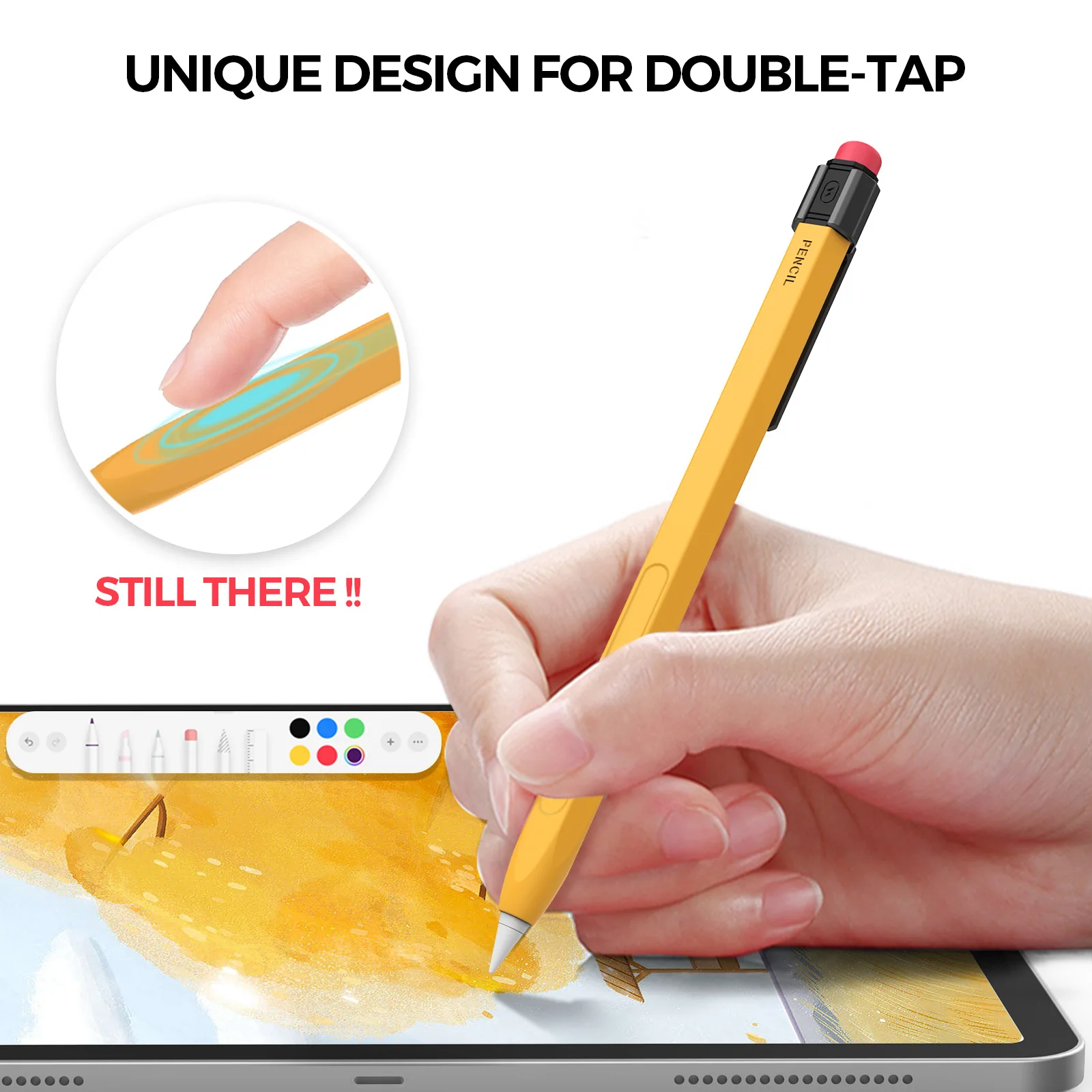Estojo de Silicone para Lápis Apple Antiderrapante Anti-queda Capa Protetora Correspondência de Cores Ipad 2 - Imagem 2