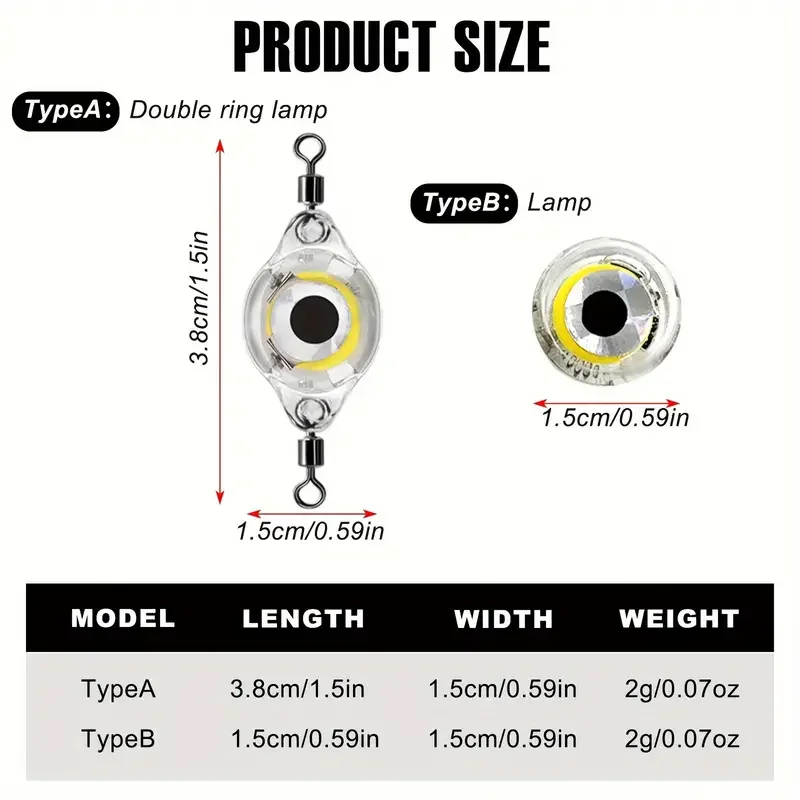 1 piece of underwater fish lure lamp with water trigger design dual rotating bait lamp/single saltwater and freshwater light fishing light