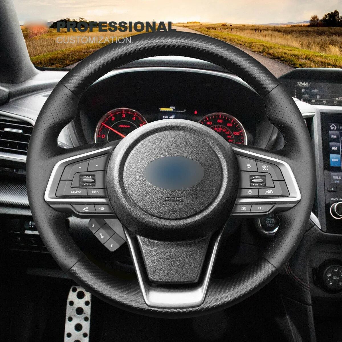 

DIY Hand Stitch Carbon Fiber Leather Car Steering Wheel Cover For Subaru Forester Ascent Outback Car Accessories