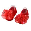 Korean Baby Pompom Gauze Socks with Bow for Girls Rubber Anti-slip Newborn Infant Princess Socks Little Girl Socks 0-3 Years Old 5
