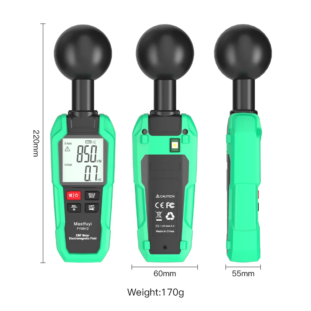 EMF Meter Electromagnetic Radiation Dosimeter  professional&portable Temperature Electric Field Magnetic Field Radiation Detecto 4