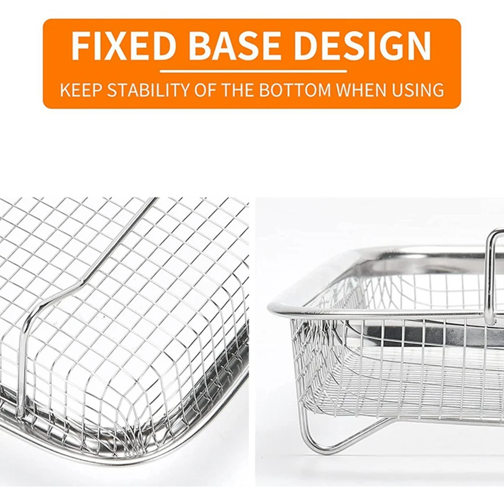 1Pcs Air Fryer Basket for Oven, Stainless Steel Grill Basket, Non-Stick Mesh Basket, Air Fryer Tray Wire Rack Basket